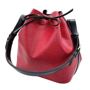 Louis Vuitton Epi Leather Petit Noe Bucket Bag Vintage Red Black Shoulder Purse